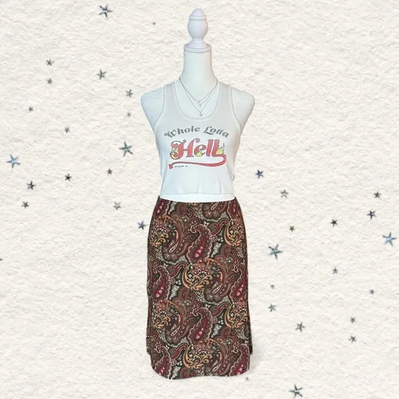 La Belle vintage boho paisley knee length skirt M - Picture 2 of 8